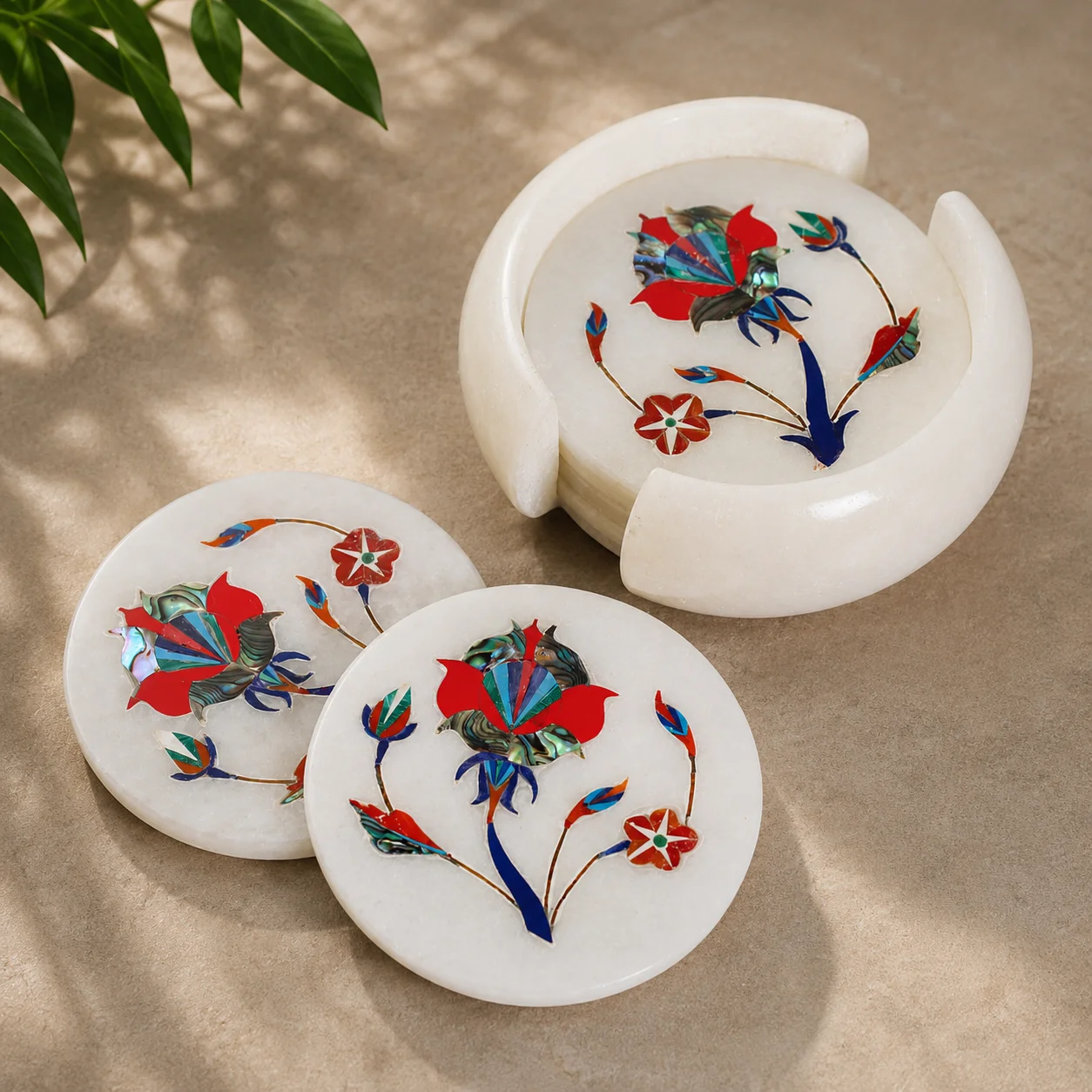 Designer Marble Inlay Table Coaster